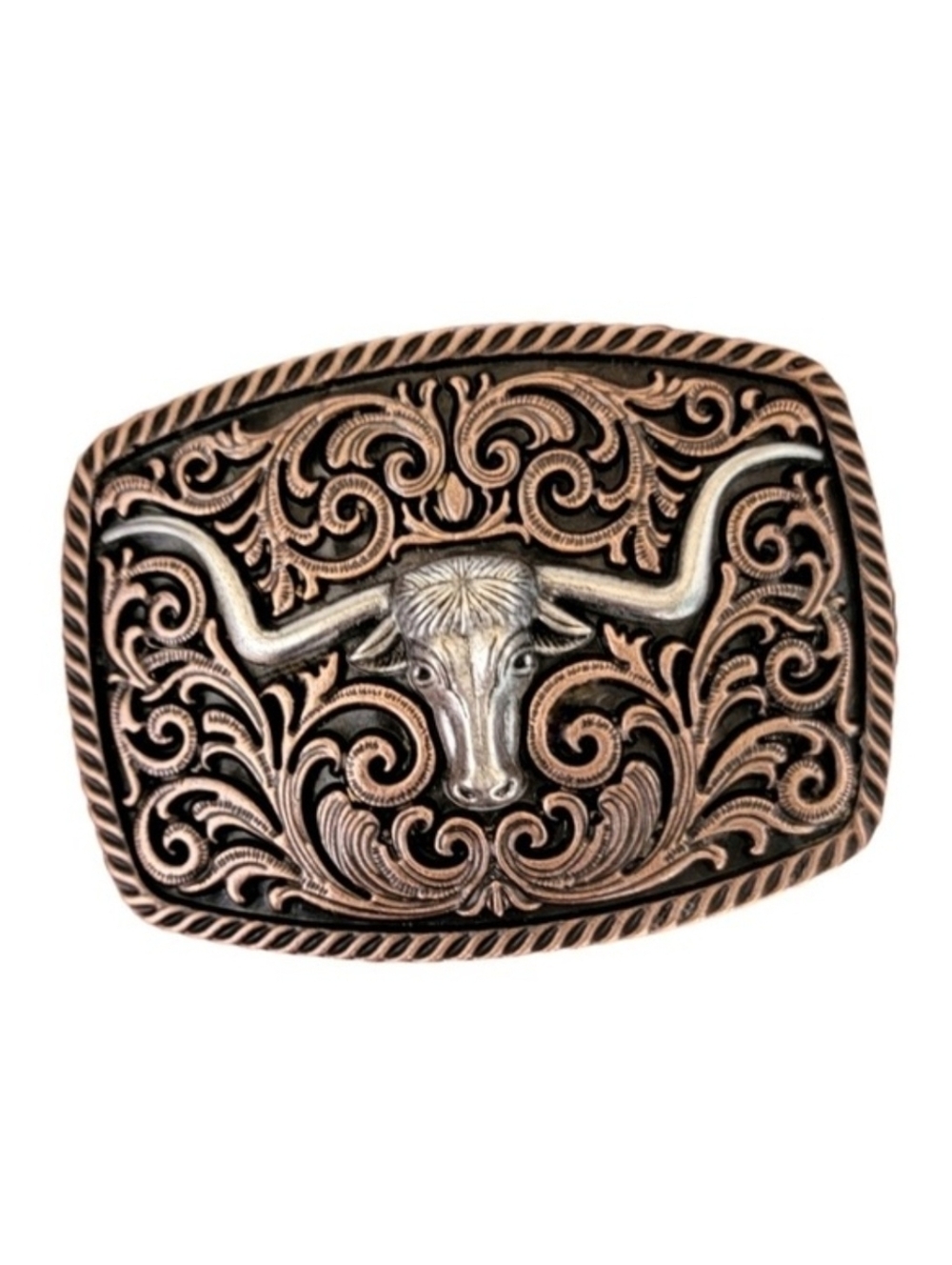 Tri-Color Texas Longhorn Western Belt Buckle - New!